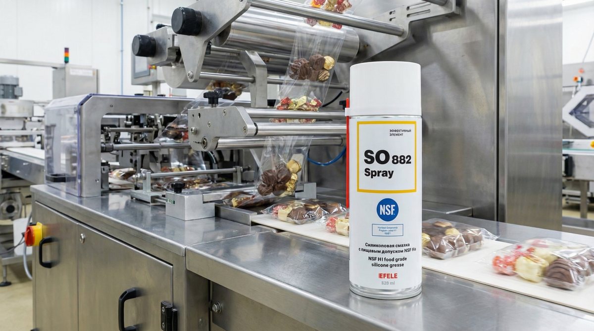 Пищевая смазка EFELE SO‑882 Spray предотвращает проблемы в работе упаковочных машин