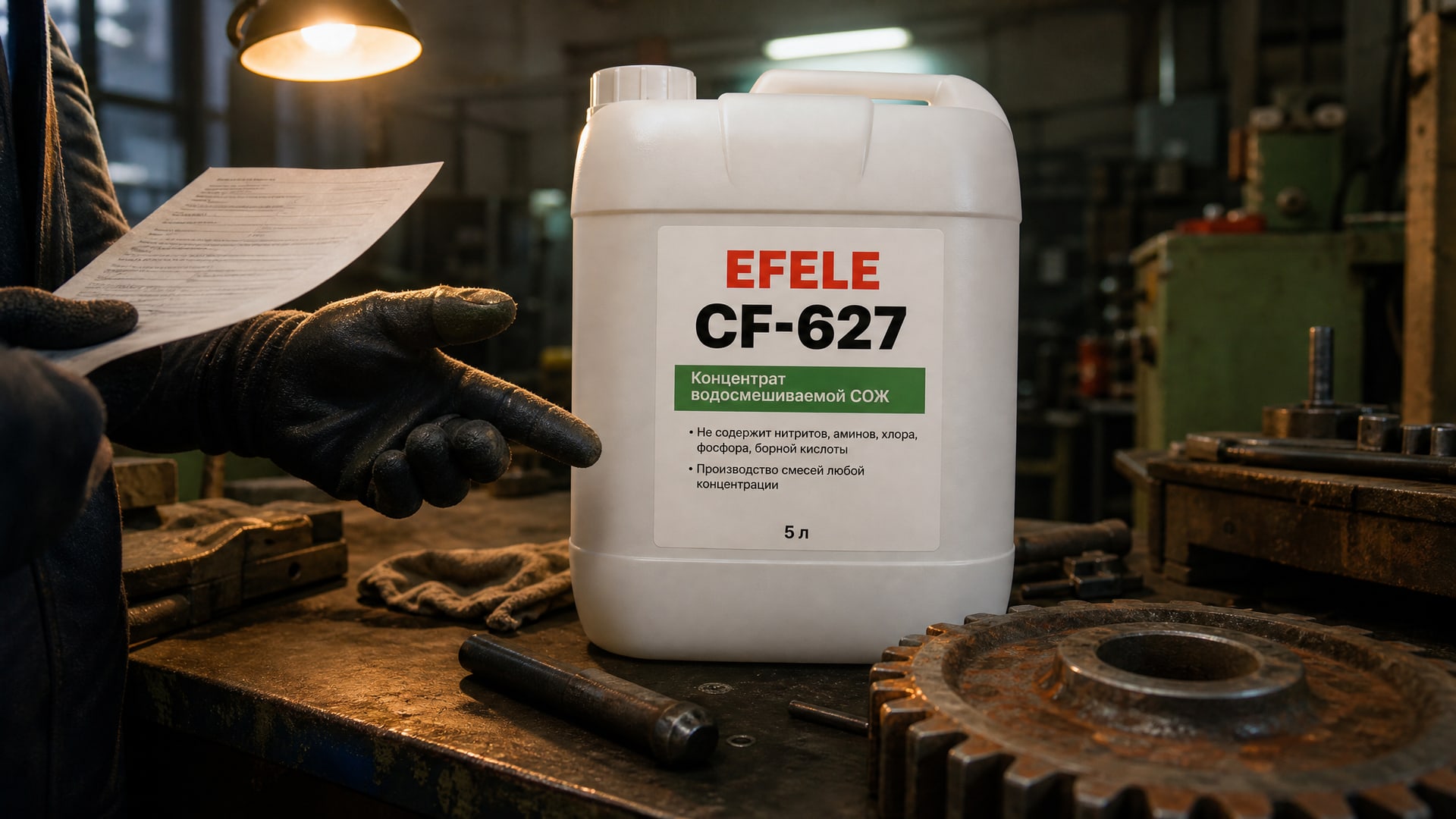 Рука в перчатке наносит EFELE CF-627, предотвращая ржавчину после обработки.