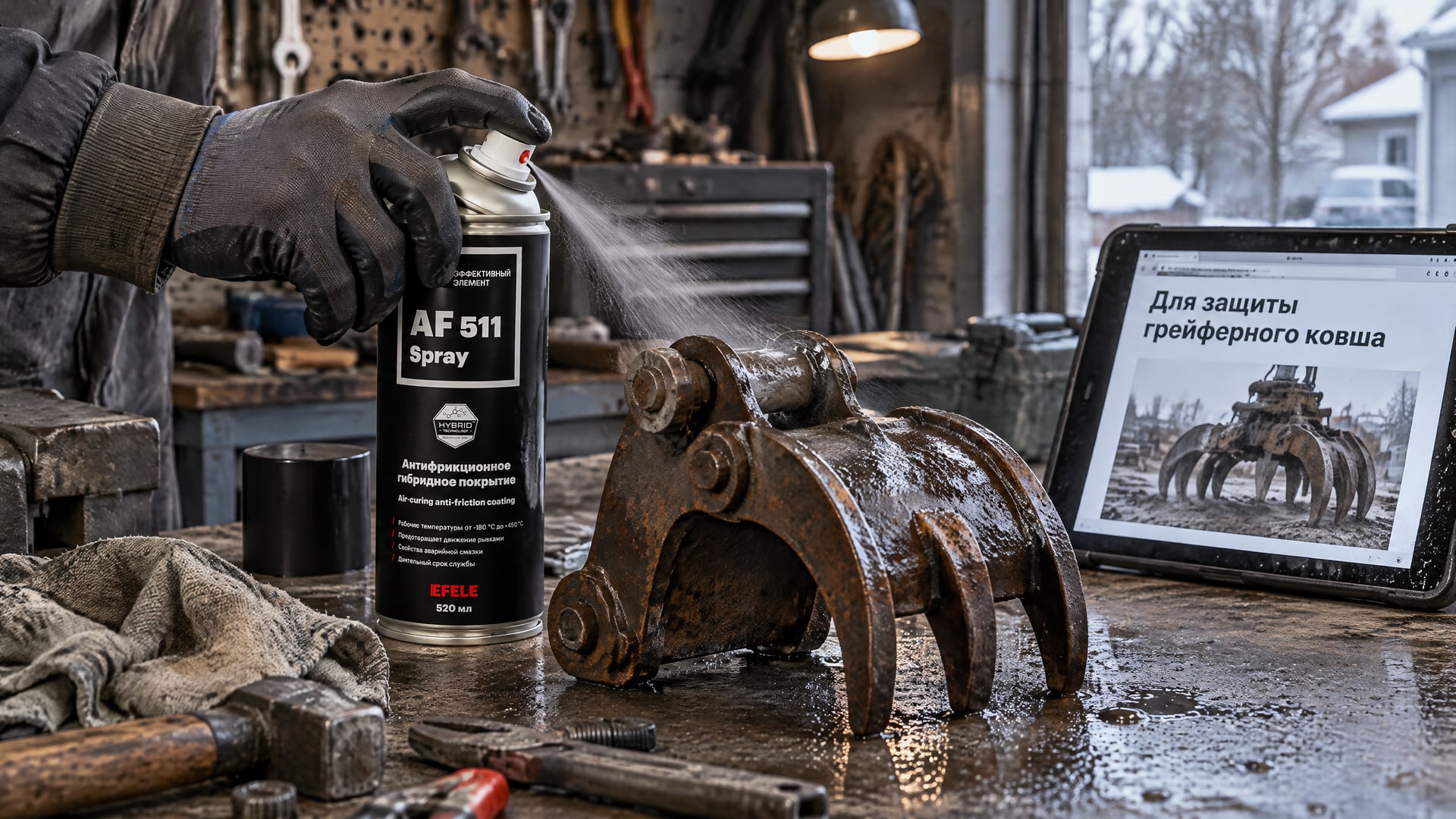 Нанесение EFELE AF-511 Spray на деталь для защиты от цинка.